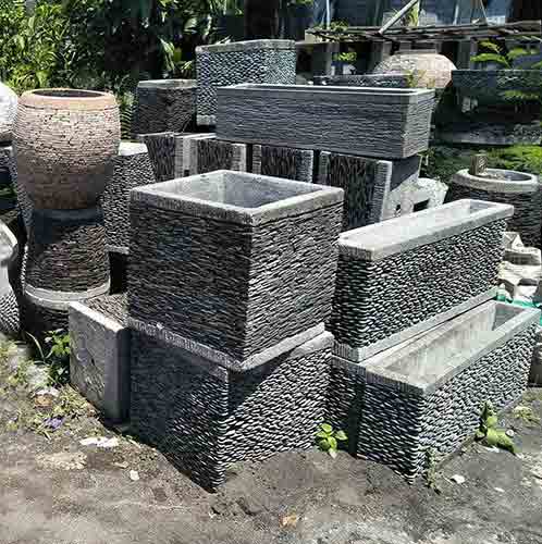 Various square pots, rectangle, pebble amphora by buying agent in indonesia in Bali export.