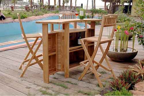 Wooden furniture for swimming pool by export agent Indonesia in Bali Java