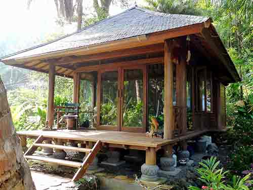 Balinese wooden house type bungalow for export by buying agent in Indonesia.