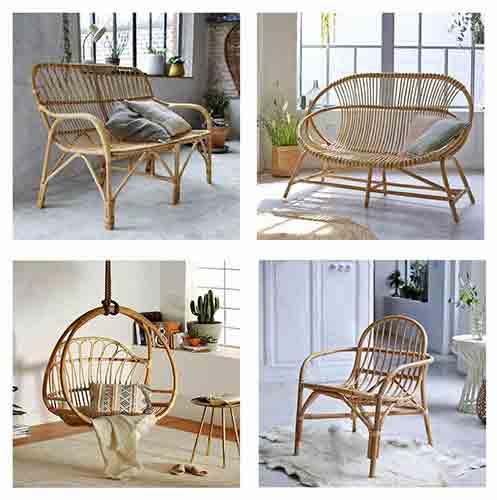 4 types of natural rattan seats for sale in Bali by Indonesia sourcing agent.