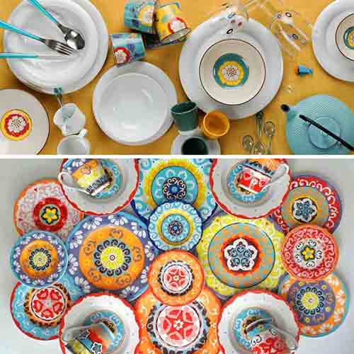 Vaisselles peintes à la main en vente à l'export pour grossistes par agent sourcing à Bali en Indonésie. 