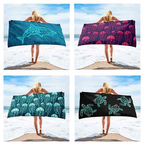Serviettes de plage imprimées en vente à l'export pour grossistes par agent sourcing à Bali en Indonésie.